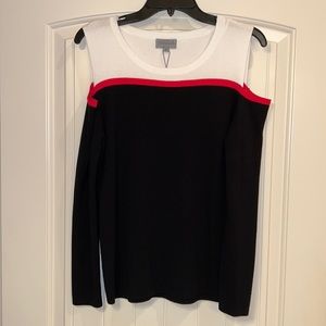 Light weight long sleeve, cold shoulder blouse